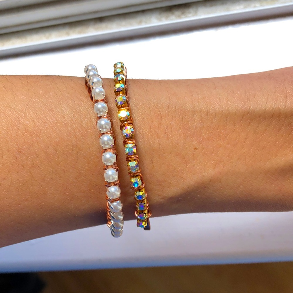 Pure Copper Pearl Bangle - Picture 1 of 7